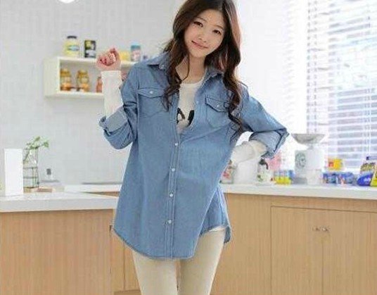 free shipping new fashion casual school wear loose plus size long sleeve denim shirt chaqueta denim jacket