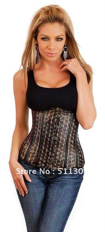 Free shipping,New fashion copper skeleton sexy underbust corset ,S-2XL available,7107