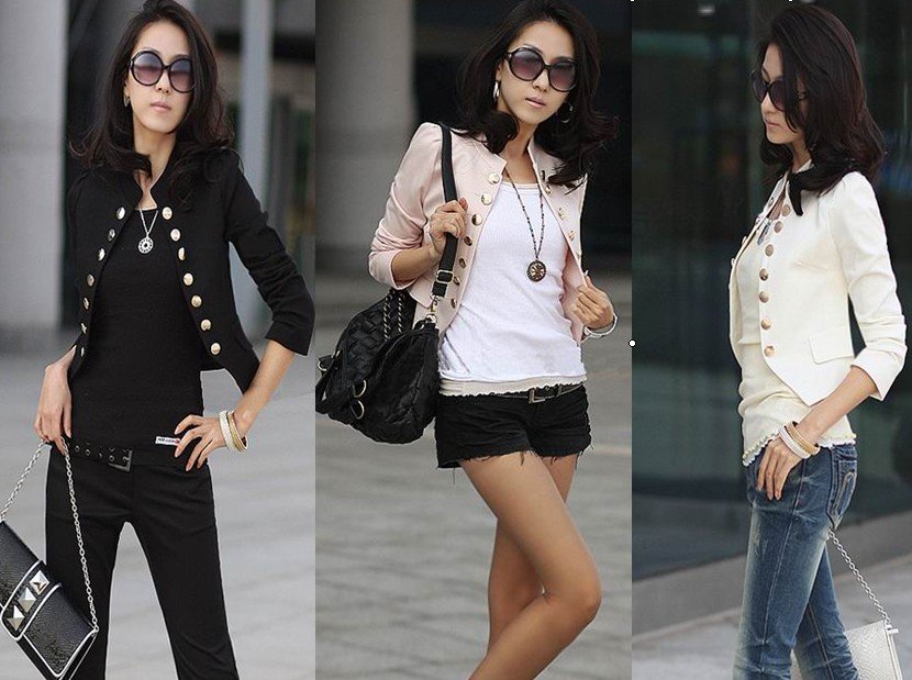 free shipping new fashion double-breasted gold button elegant temperamental slim cardigan small blazer jacket