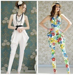 Free shipping !New Fashion Harem womens jumpsuits.Summer Sleevess Big size rompers,High quality S M L XL