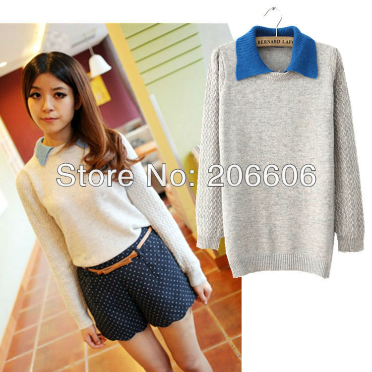 free shipping new fashion knitted pullover long sleeve vintage sweaters for women 3 colors