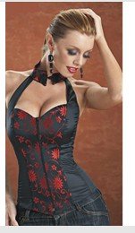 Free shipping NEW Fashion Sexy Corset,Bustier,Red Embroider,lingerie wholesale