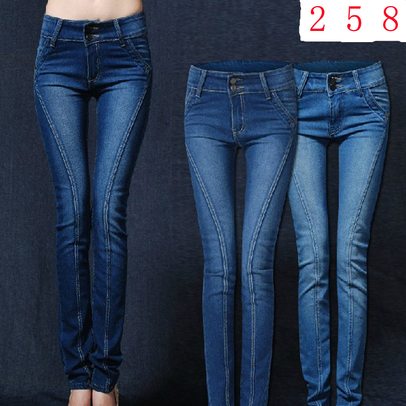 free shipping new fashion trend elastic slim pencil pants skinny women's jeans trousers 2 colors