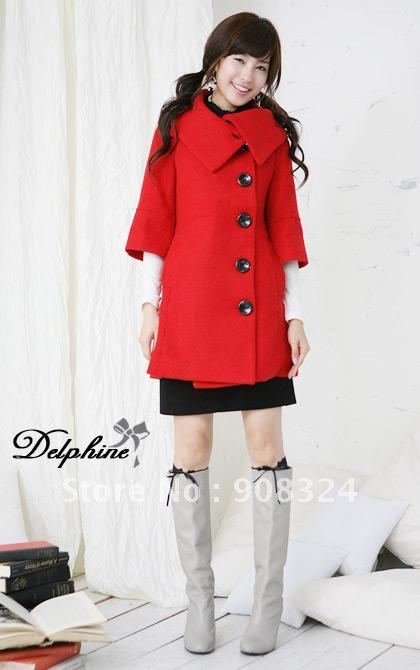 free shipping new fashion women coat  outerwear Three quarter sleeve turn-down collar overcoat 1pcs/lot