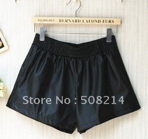 Free shipping New Fashion Women PU Leather Shorts Vintage Loose Shorts Lady Short Pants