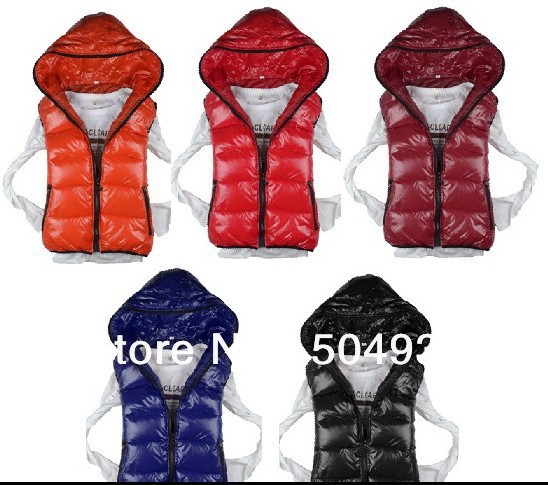 Free shipping New Fashion Women Winter Down Cotton Coat Vest,Lady Hoodie Zipper Jacket Vest Candy Color