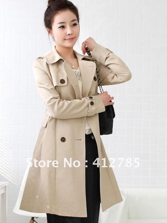 Free Shipping New Fashion Womens' Slim Classic Double Breasted Trench Coat Windbreaker, Long Sleeve windbreaker G5139