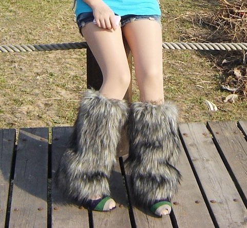 Free Shipping NEW Faux Fur Fashion Leg Warmer For Footwear Cover Winter Muffs