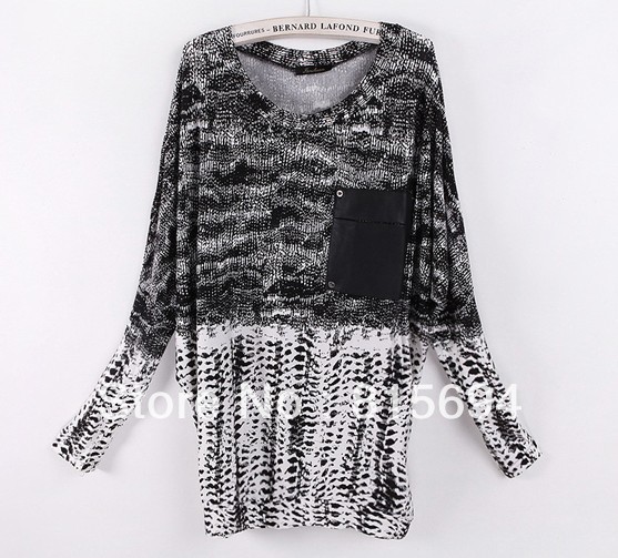 Free shipping new han women's fashion restoring ancient ways leather bag long sleeve T-shirt *