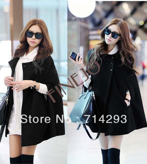 Free Shipping NEW HOT Autumn Winter Women's Wool Coat Outerwear Cloak Cape Trench Cheap Outerwear 8621