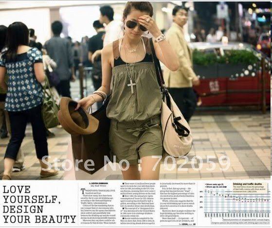 Free Shipping NEW Korea Womens Pant Suit Pants Top Dress Awesome Army Green