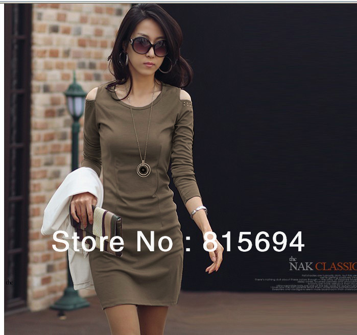 FREE SHIPPING NEW KOREAN LONG SLEEVE PACKAGE HIP RENDER UNLINED UPPER GARMENT FEMALE LEISURE RENDER UNLINED UPPER GARMENT DRESS