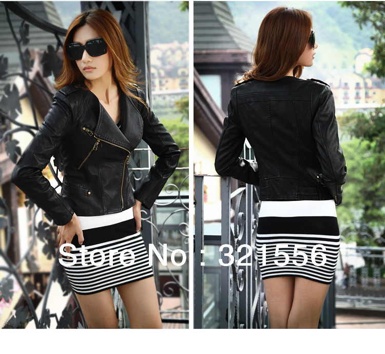 Free Shipping New Korean StyleNew Autumn Coat Motorcycle Leather Women Short Paragraph Slim Ploy Urethane Leather Jacket