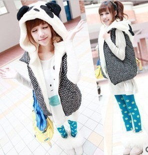 FREE SHIPPING New Korean wave little panda head Ma Jia cute super adorable panda vest Hoodie