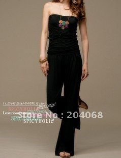 Free Shipping New Ladies' Sexy Jumpsuits with cotton blends & elasticity, bodice jumps, black jumpsuits, Sexy jumpers