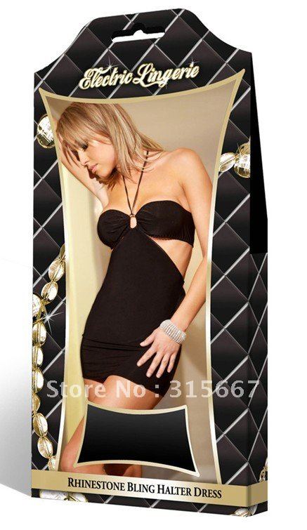 free shipping  new model Sexy lingeries fastion  women  dress Rhinestone Bling Halter dres L407