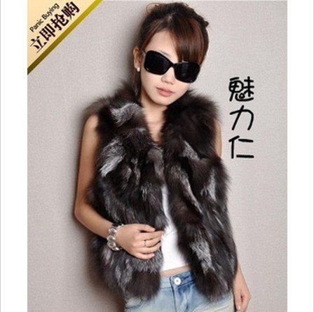 Free shipping New natural color silver fox ma3 jia3 nature fox wool PI cao ma3 jia3 fur coat vest waistcoat