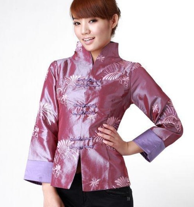 Free Shipping New Purple Chinese Women's silk jacket /coat SZ S M L XL XXL XXXL WJ6653