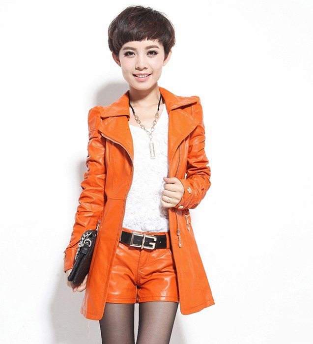 Free shipping !New qiu dong leather coat in South Korea grows leather windbreaker PU leather size:S--XXL