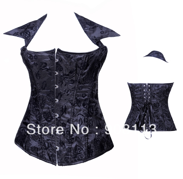 Free shipping! New Sexy Black Under Bust Gothic Corset With G-string