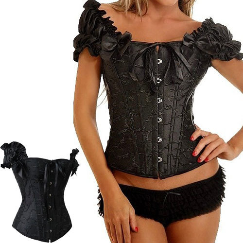 FREE SHIPPING NEW SEXY FULL STEEL BONES LACE UP CORSET TOP BUSTIER WITH THONG