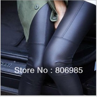 Free shipping New Sexy Ladies Women Faux Leather Leggings Pants Black Trouser Tights