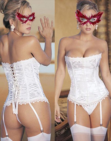 Free shipping!! New Sexy White Stunning Corset with G-string