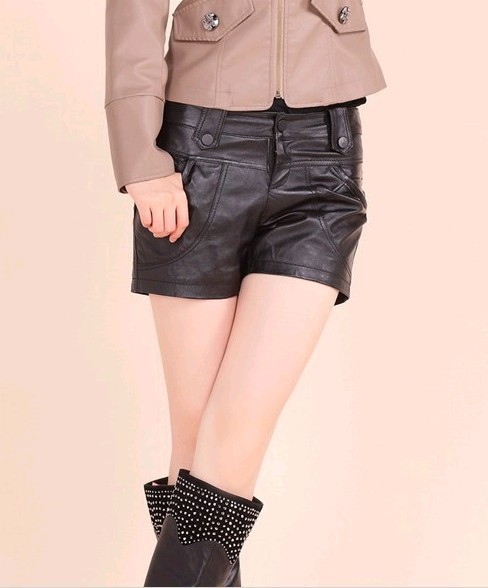 Free Shipping  New Shorts Leather Pants Shorts Wild Section (No. SLA138)