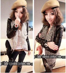 Free shipping new sleeves fight women PU leather jacket,ladies' jacket 2 colour free size