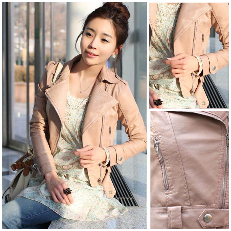 Free shipping New store lowest price Women's Zipper PU Leather Jacket Lady Coat Outerwear