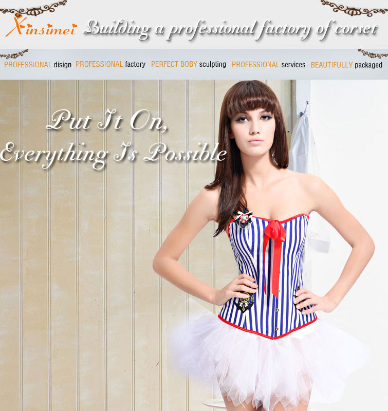 Free Shipping  New Style Sailor Costumes Corset With Petticoat