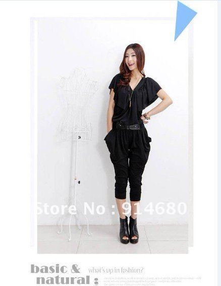 Free shipping ! New V collar conjoined twin pants  free size four colors