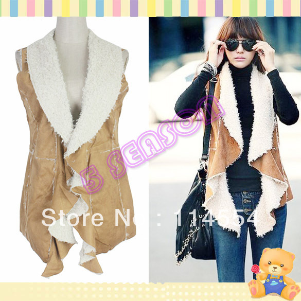 Free Shipping New Warm Women's Faux leather/ Fur Top Outwear Sleeveless Jacket Waistcoat Singlet 6105