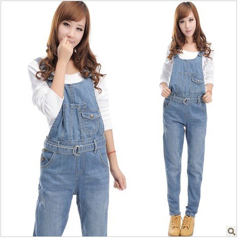 Free shipping new wear old overalls, Ms. Bib trousers jeans, denim coveralls-G241