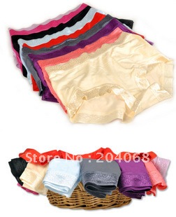 Free Shipping  New Wholesale Ladies' Lace Bamboo & modal underwear, Women boxer shorts,  sexy lace  seamless panties