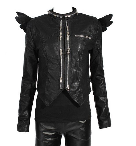 Free shipping new wings splicing locomotive pu small leather dress coat brief paragraph female cultivate one's morality