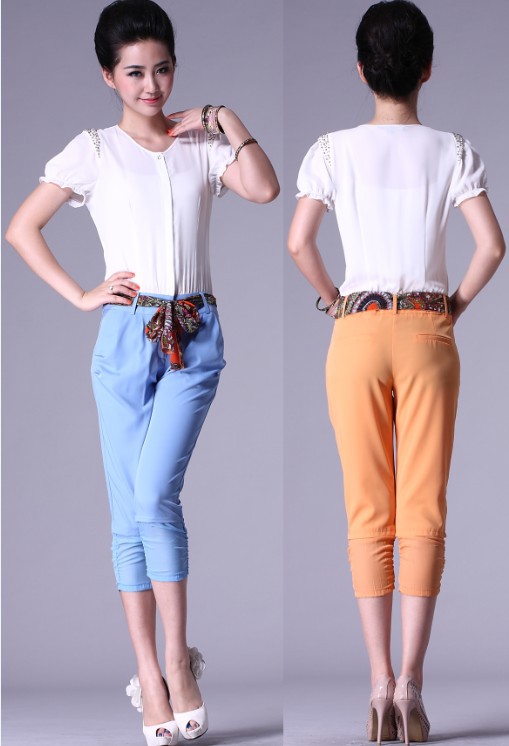 Free shipping  new women fashion rompers colorblock beaded elegant t-shirt with short pants Coverall