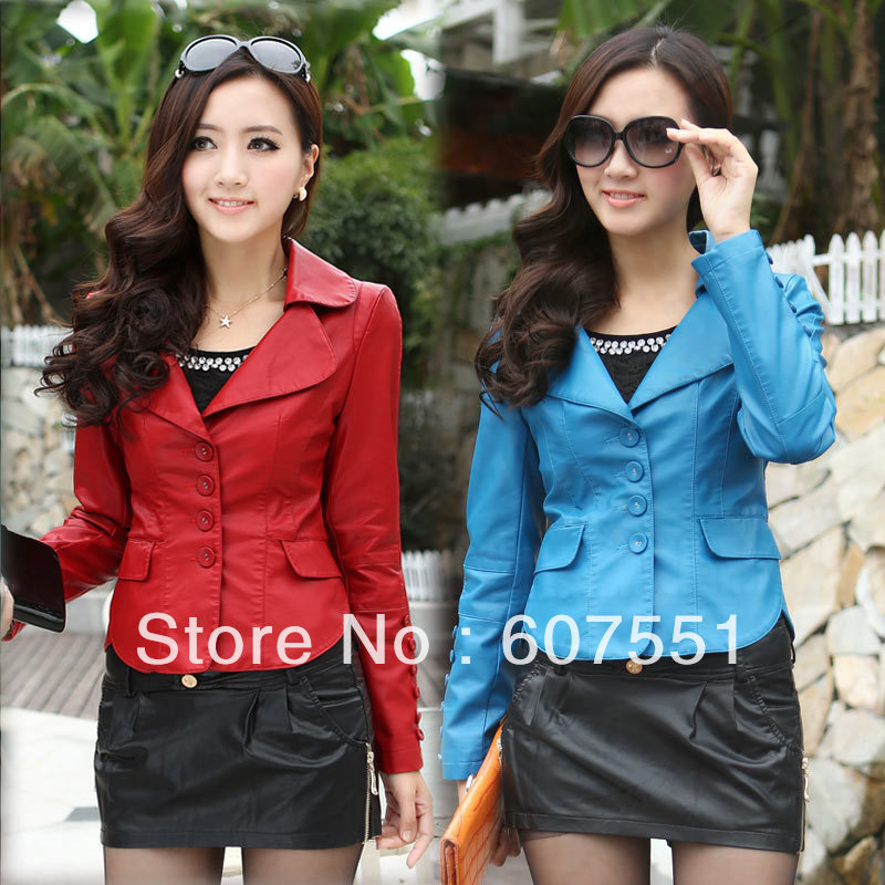 Free shipping! New Women OL short paragraph PU leather jacket   P14