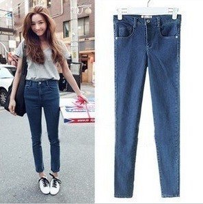 Free shipping  New women retro small high waist Slim stretch stovepipe tiny feet pencil jeans b473 of