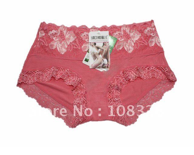 Free shipping New Women's Bamboo Fiber Ms. wide lace waist underwear in lingerie, wholesale and retail