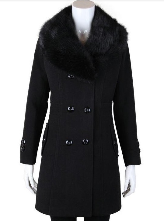 Free shipping !!  New Women's brand winter fashion fur collar Cashmere thickening plus size Woollen trench coat Jacket / XL-5XL