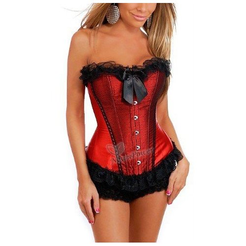 Free shipping New Women's Clothing Sexy Lace up Corset Bustier Lingerie w/ G-String Thong S M  L XL 2XL