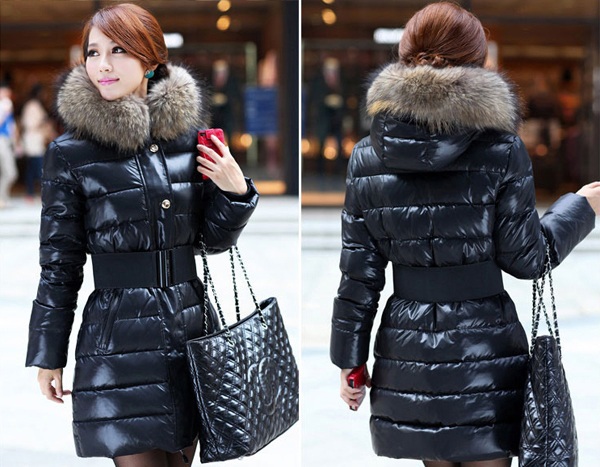 Free Shipping  NEW Women's Down Jacket Long Coat Hooded Fur Collar Winter Warm Outerwear M L XL