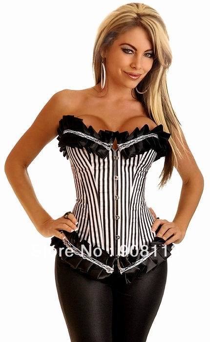 Free shipping!New Women's Sexy Lingerie Lace up Satin Corset Lingerie Bustier + G-String