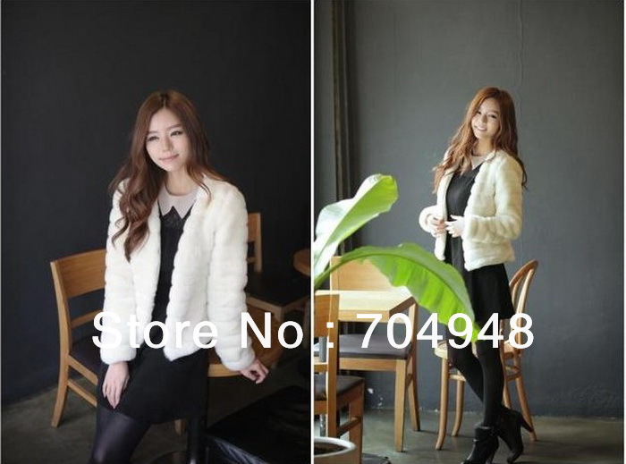 Free Shipping New Women Super Quality Faux Soft Fur Coat/Beauty Warm Outfit Black/White Colour