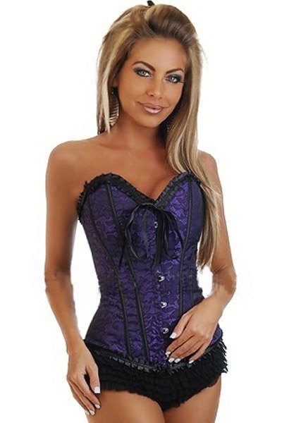 Free shipping Newest Charming Beauty Purple Gorgeous Corset Trimed Ruffles Sexy Lingerie Shapers underwear Wholesale Retail 968