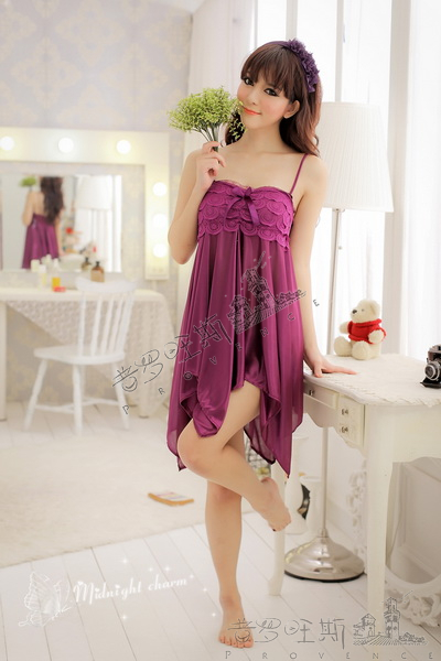 Free Shipping Newest Fashion Design Sexy women's Costume spaghetti strap sleepwear nightgown set short skirt wholesale A8517