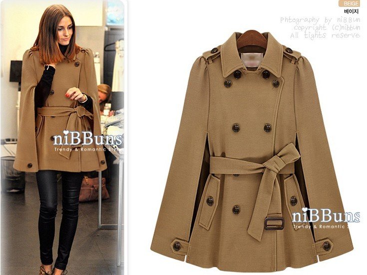 Free shipping- Newest Women's fashionable trench style poncho, lady long  poncho, beige, blue, S M L