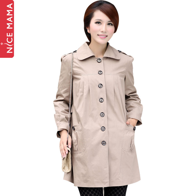 Free shipping Nice mama  autumn maternity top maternity outerwear maternity trench