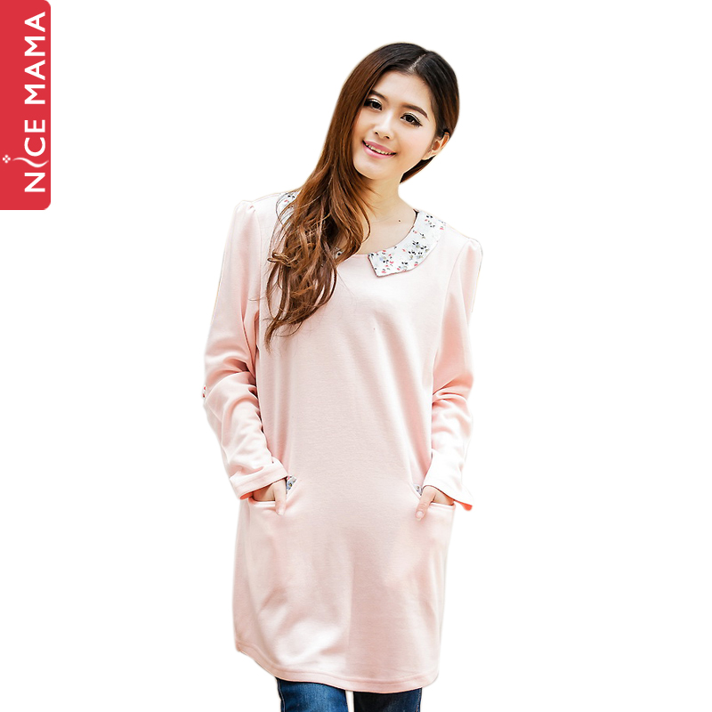 Free shipping Nice mama maternity clothing spring maternity top maternity t-shirt long-sleeve maternity dress fashion 2013